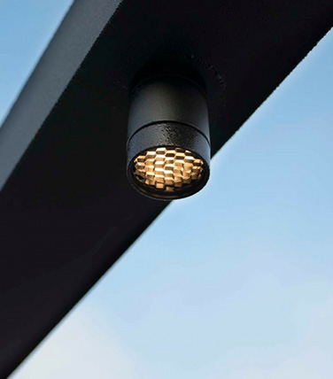 In-lite killflash accessory installed on a mini scope light hung upsidedown from beam