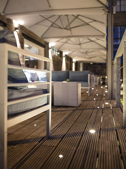 Fusion 22 RVS lights installed in covered deck