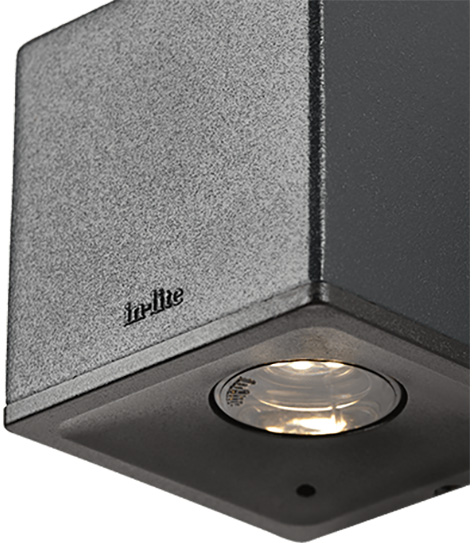 Cubid 12V light in Dark Grey showing lens
