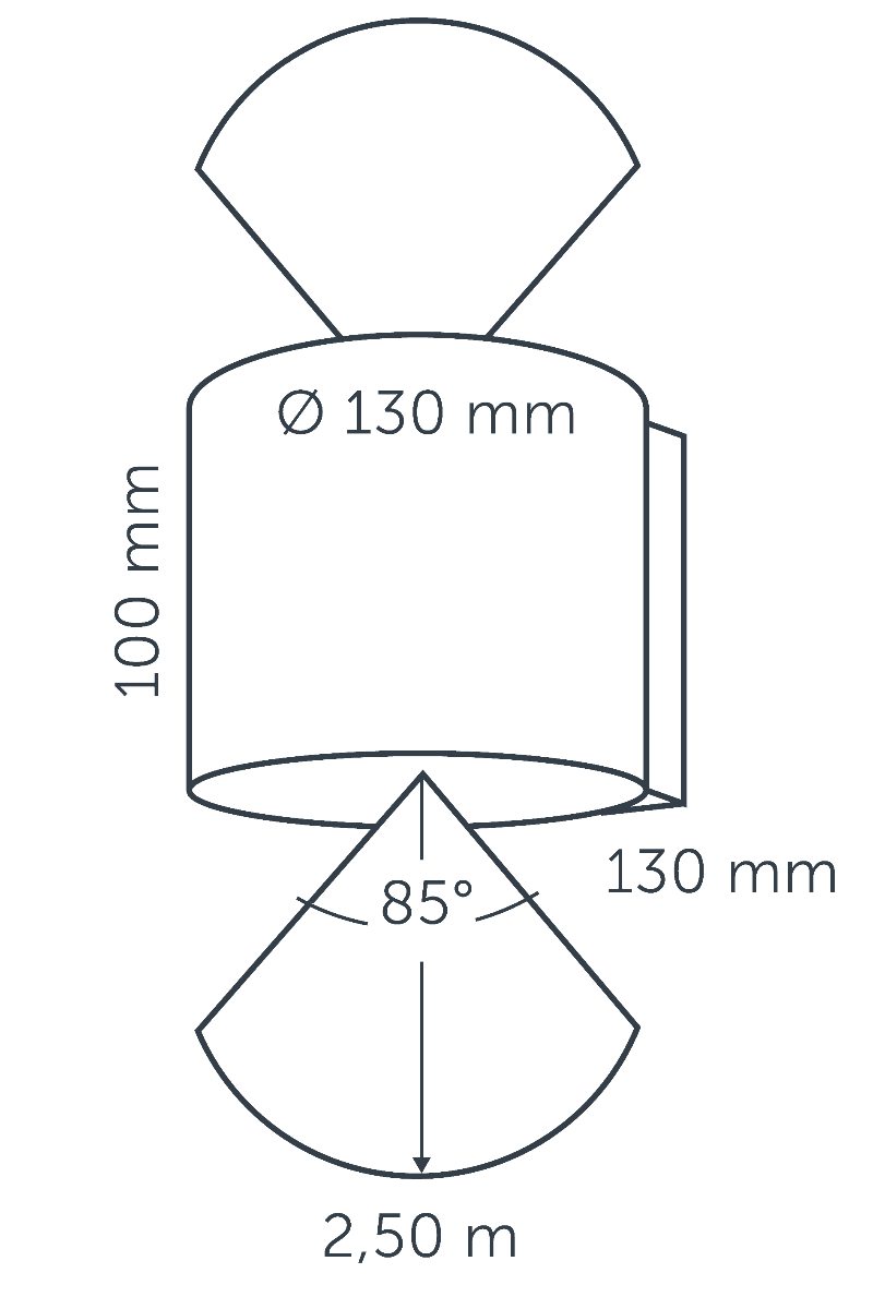 diagram of the Halo Down 100-230V light's projection