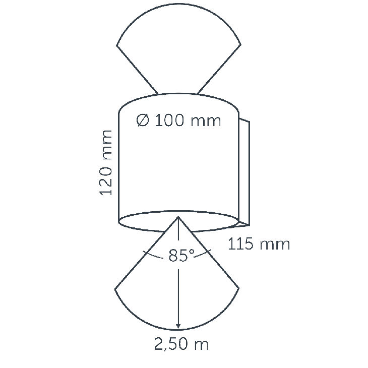diagram of the Halo Up-Down 12v light's projection