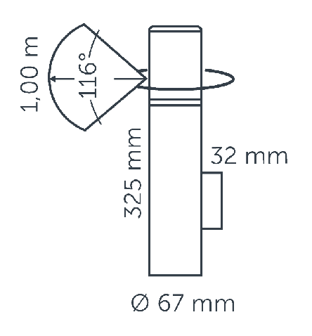 diagram of the Liv wall light's projection