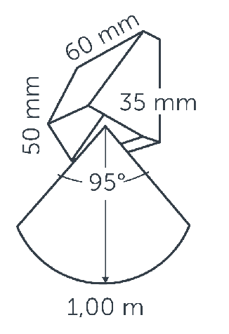 diagram of the Mini Wedge wall light's projection
