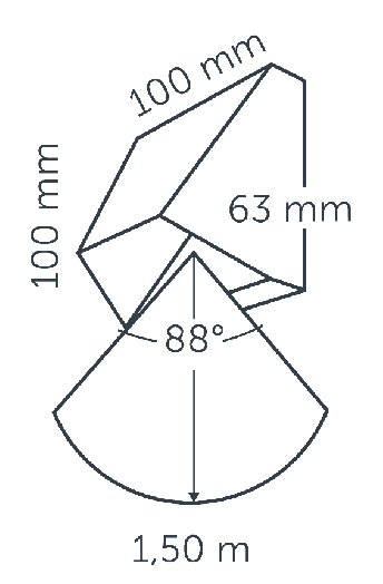 diagram of the Wedge wall light's projection