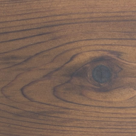walnut finish cutek sample on knotty Western Red Cedar